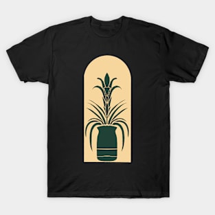 Bromeliad Block Print Green and Tan T-Shirt